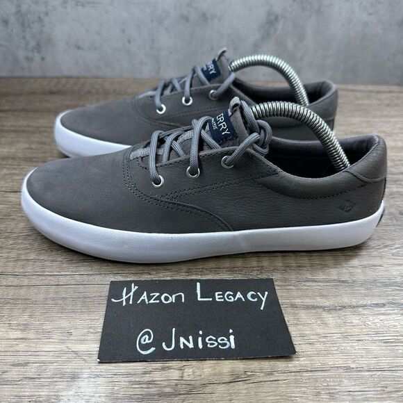 Sperry Other - Sperry~Boy's~"Spinnaker" Gray Leather‎ Top Sider Shoes Casual Sneaker~Size 3M